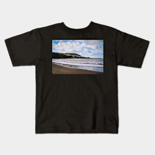 New Quay Coastline - Clouds & Rough Ocean Waves - Ceredigion, Wales Kids T-Shirt